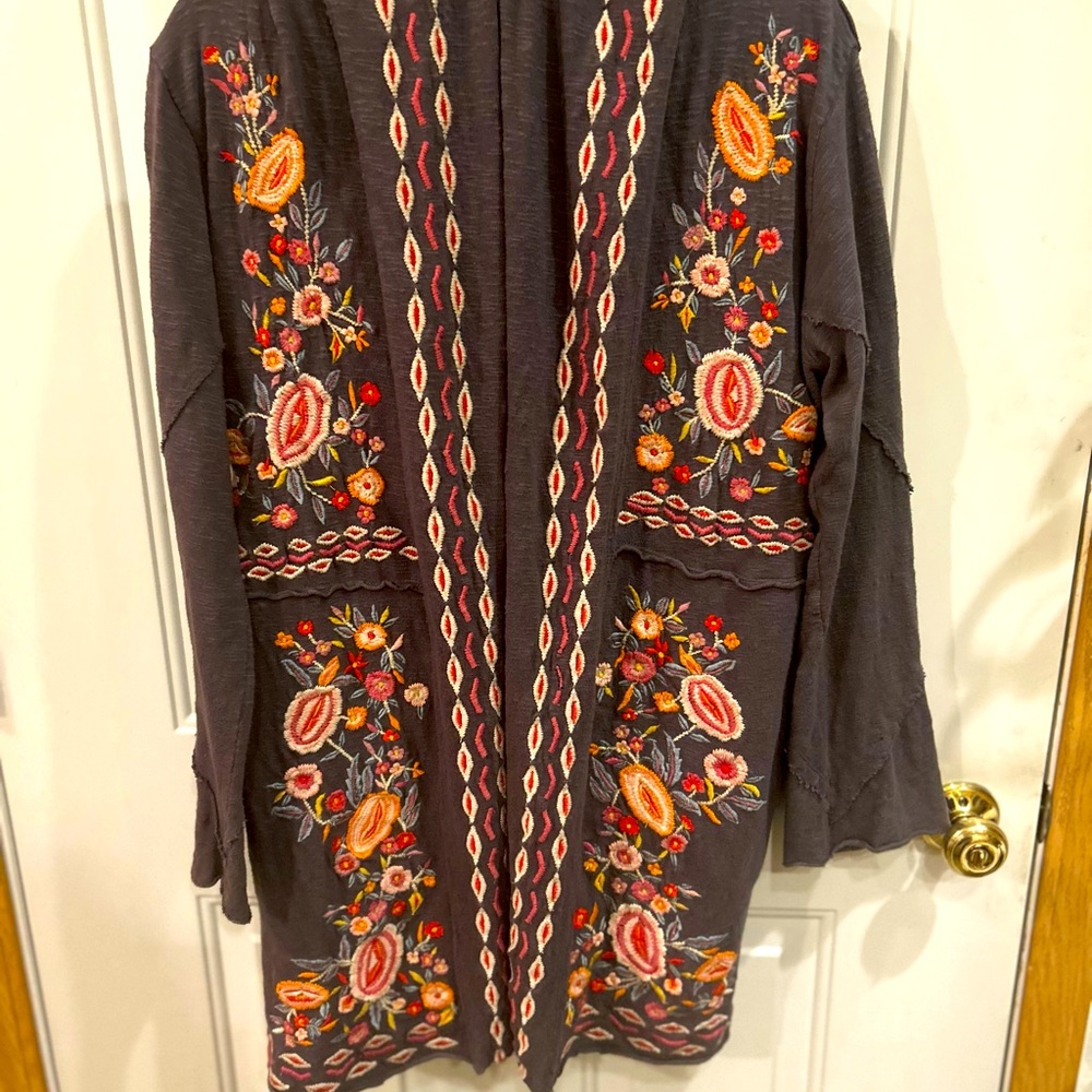 Caite Karina Athleta jacket embroidered cardigan pockets India sm handmade boho
